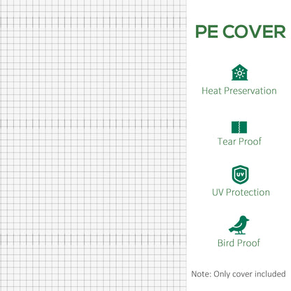 Outsunny 3 x 2 x 2m Greenhouse Replacement Walk-in PE Hot House Cover with 6 Windows Roll-Up and Zipper Door, White