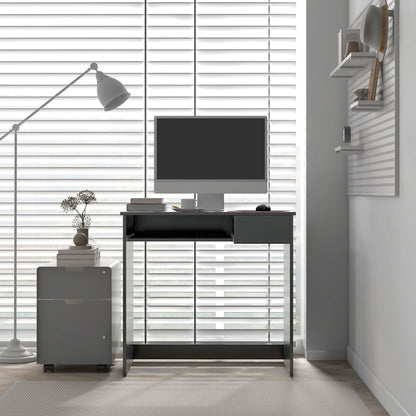 Compact Computer Desk with Keyboard Tray and Drawer, Study Desk, Writing Desk for Home Office, Grey