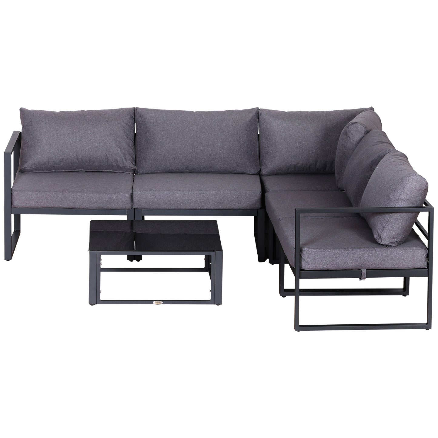 Outsunny 6 Piece Outdoor Sectional Sofa Set Conversation Aluminium Frame w/ Cushion