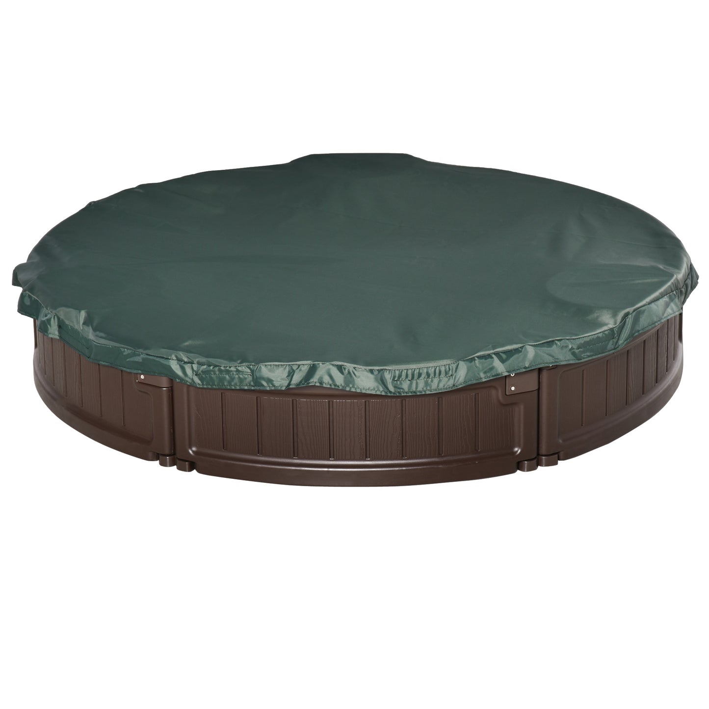 Outsunny Kids Outdoor Round Sandbox w/ Waterproof Oxford Canopy Bottom Fabric Liner Children Playset for 3-12 years old Backyard Brown
