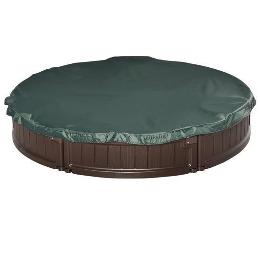 Outsunny Kids Outdoor Round Sandbox w/ Waterproof Oxford Canopy Bottom Fabric Liner Children Playset for 3-12 years old Backyard Brown