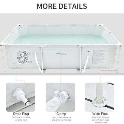 Outsunny Steel Frame Pool with Filter Pump and Filter Cartridge Rust Resistant Above Ground Pool with Reinforced Sidewalls, 292 x 190 x 75cm, Grey