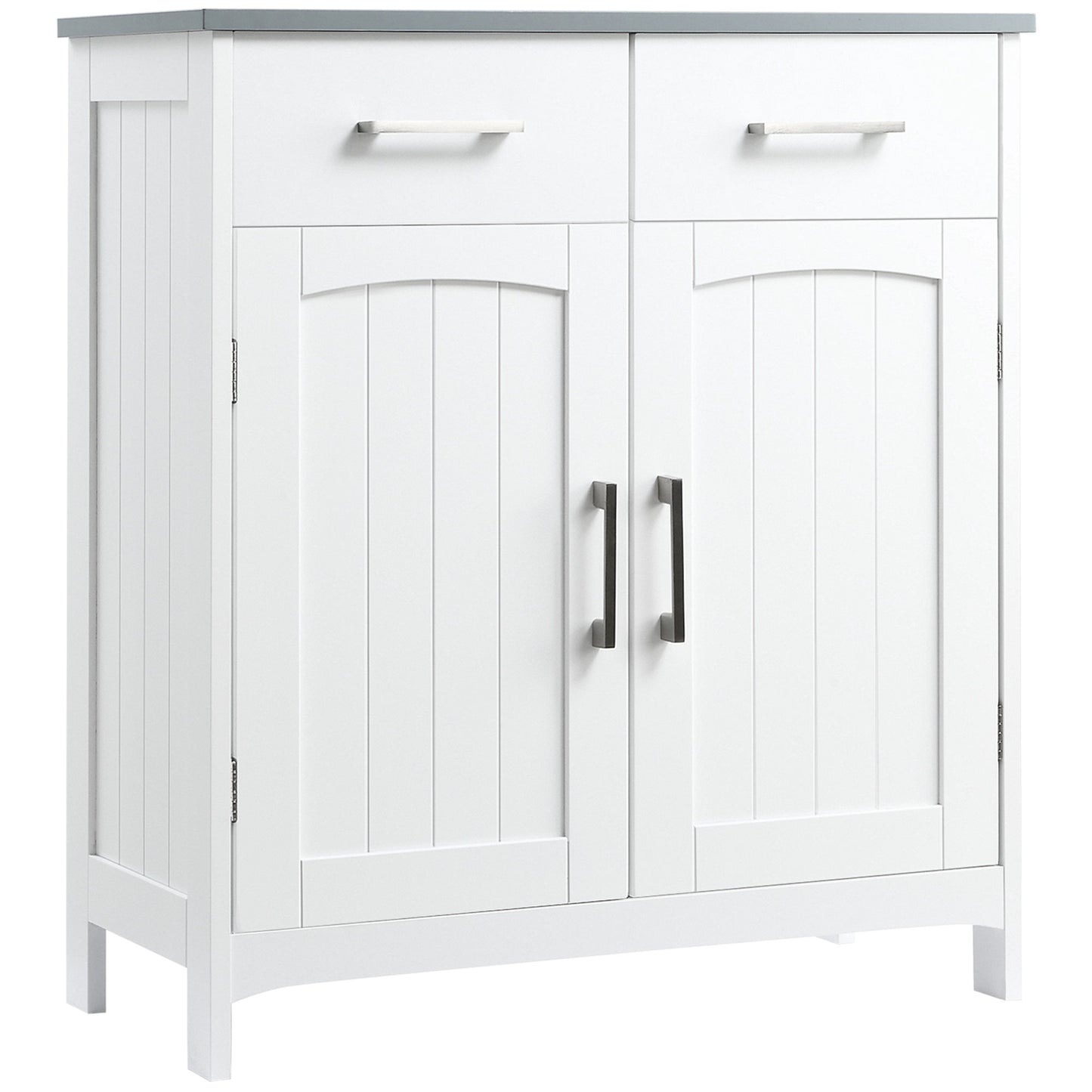 Kleankin Freestanding Bathroom Cabinet, Storage Cupboard with 2 Drawers, Double Doors, Adjustable Shelf, White