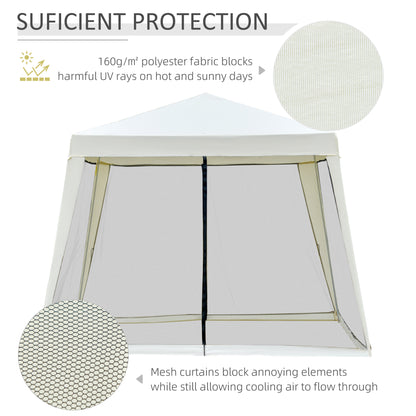 Outsunny 3x3m Outdoor Gazebo Tent W/Mesh Screen Walls-Cream white