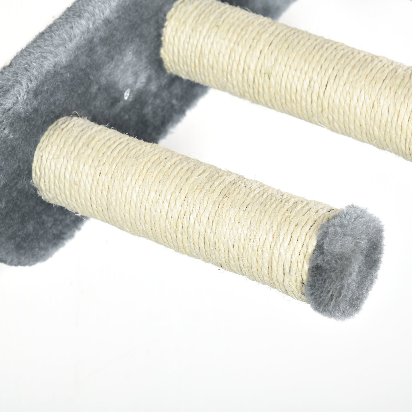 PawHut 4 Piece Wall-Mounted Cat Shelves w/ Scratching Post, Hammock, Nest, Grey and Cream