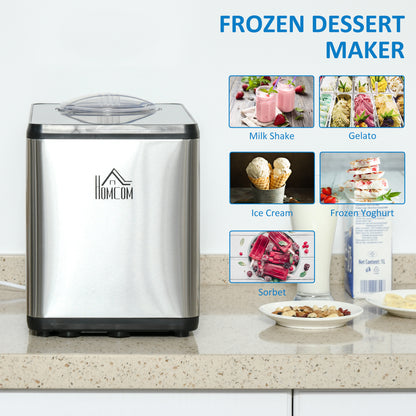 Ice Cream Maker Machine, 1.5L Stainless Steel Gelato, Sorbet, Milkshake, Frozen Yoghurt Maker with Detachable Mixing Paddle LED Display