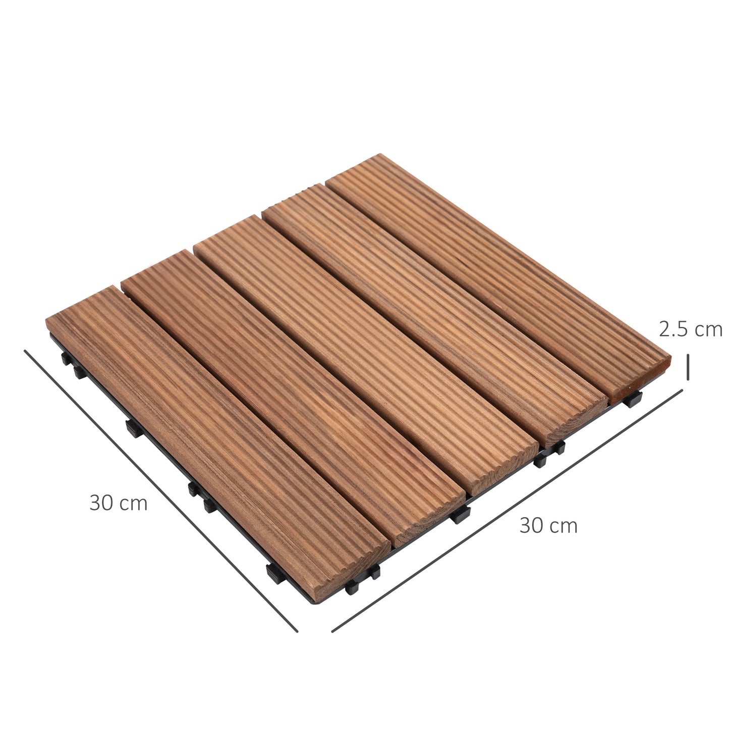Outsunny 27 Pieces Floor Tiles Interlocking Solid Wood DIY Deck Tiles Indoor Outdoor Flooring