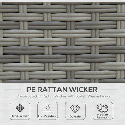 Outsunny 7 Piece Rattan Garden Furniture Set, 10-Seater Sofa Sectional with Cushioned Sofa Seat, Footstools and Expandable Glass Table for Yard Grey