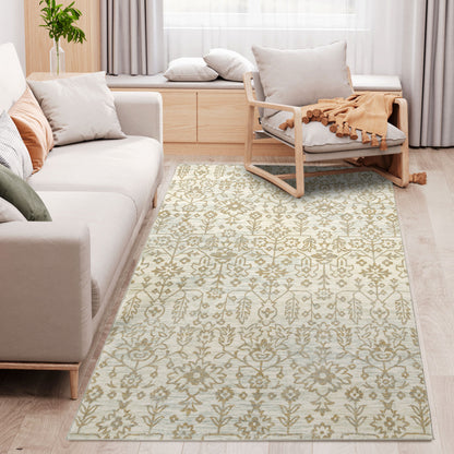 Beige Rug, Floral Pattern Area Rugs, Decorative Carpet for Living Room, Bedroom, Dining Room, 230 x 160cm
