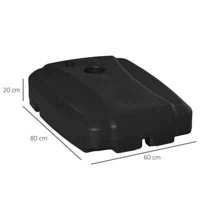 Outsunny 7.5kg Square Parasol Base Portable Umbrella Stand Weights for Cantilever Banana Parasol with Wheels, Water and Sand Filled, Up to 100kg