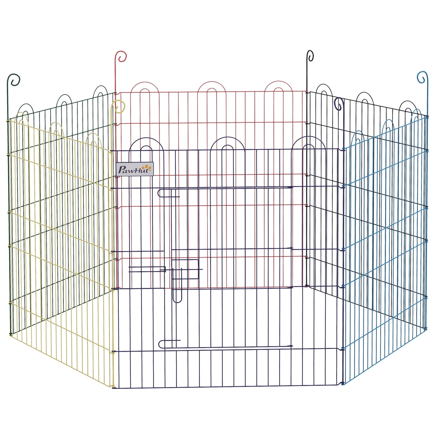 Pet Playpen | 6 Configurable Panels | Lockable Door | Indoor & Outdoor | Small Dogs, Cats, Rabbits & Small Pets | 60 x Ø120cm | Multicolour