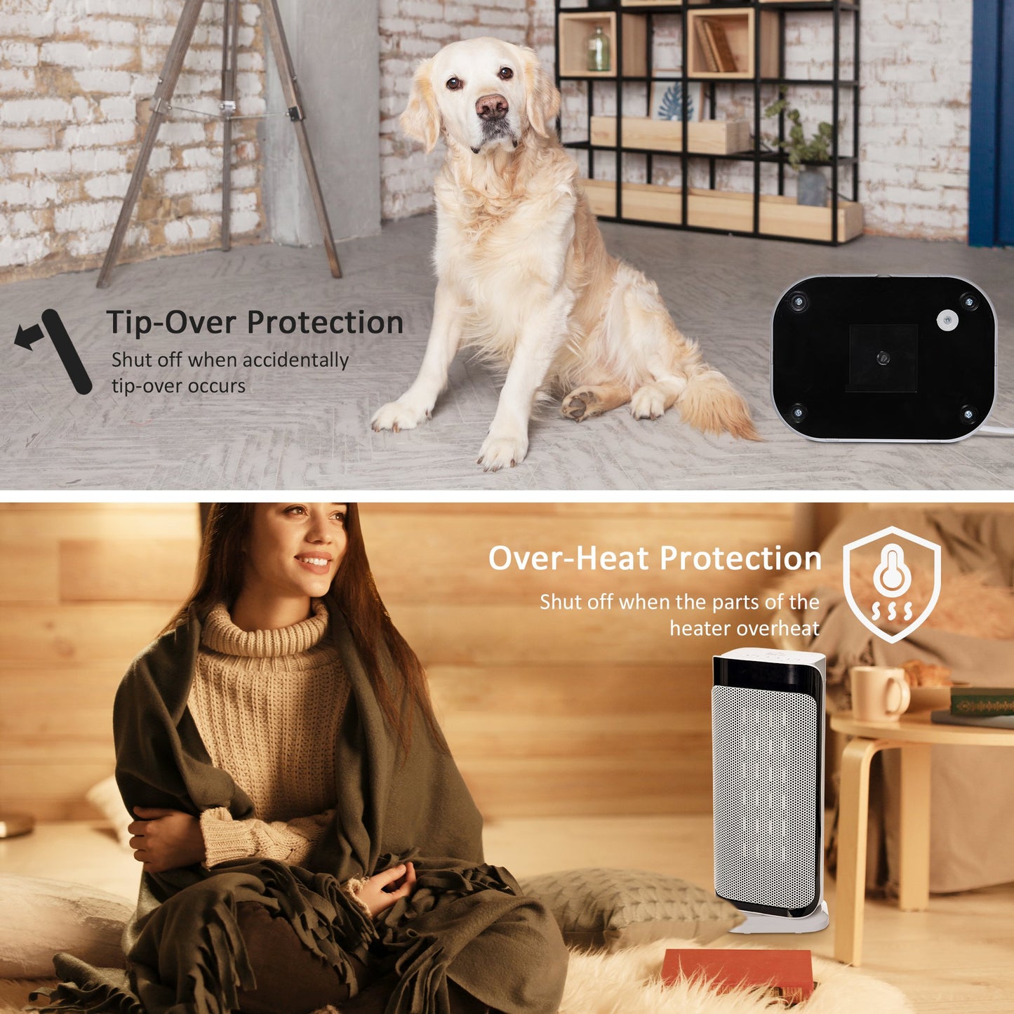 Ceramic Oscillating Portable Tower Space Heater With Three Heating Modes, Programmable Timer & Tip-over Switch Protection
