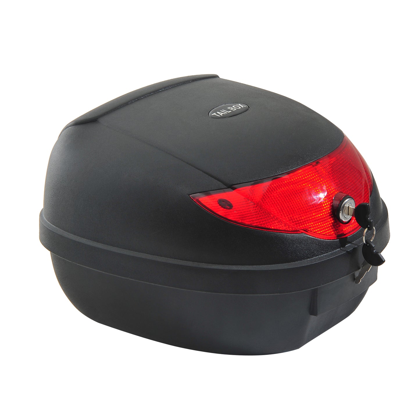 Motorcycle Luggage Case Trunk Storage Box With Reflectors-Black/Red 24 Litre