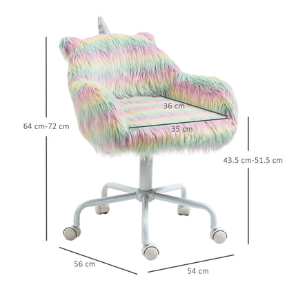 Vinsetto Unicorn Home Office Chair, Height Adjustable Fluffy Desk Chair, Colourful