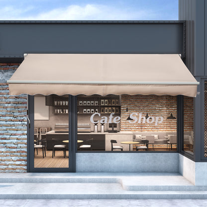 Outsunny 4 x 2.5m Retractable Manual Awning Window Door Sun Shade Canopy with Fittings and Crank Handle Beige