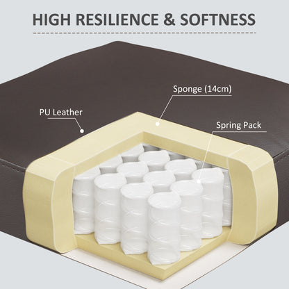 Modern Accent Chair, Tufted Living Room Chairs, PU Leather Armchair for Bedroom, Home Office, Brown