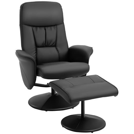 Luxury Executive Recliner Chair High Back and Footstool Armchair Lounge Seat Black