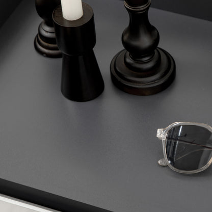 Modern Shoe Cabinet with High Gloss White Doors and Open Shelves, Hallway Shoe Cupboard Storage Organizer for 15 Pairs of Shoes, Grey