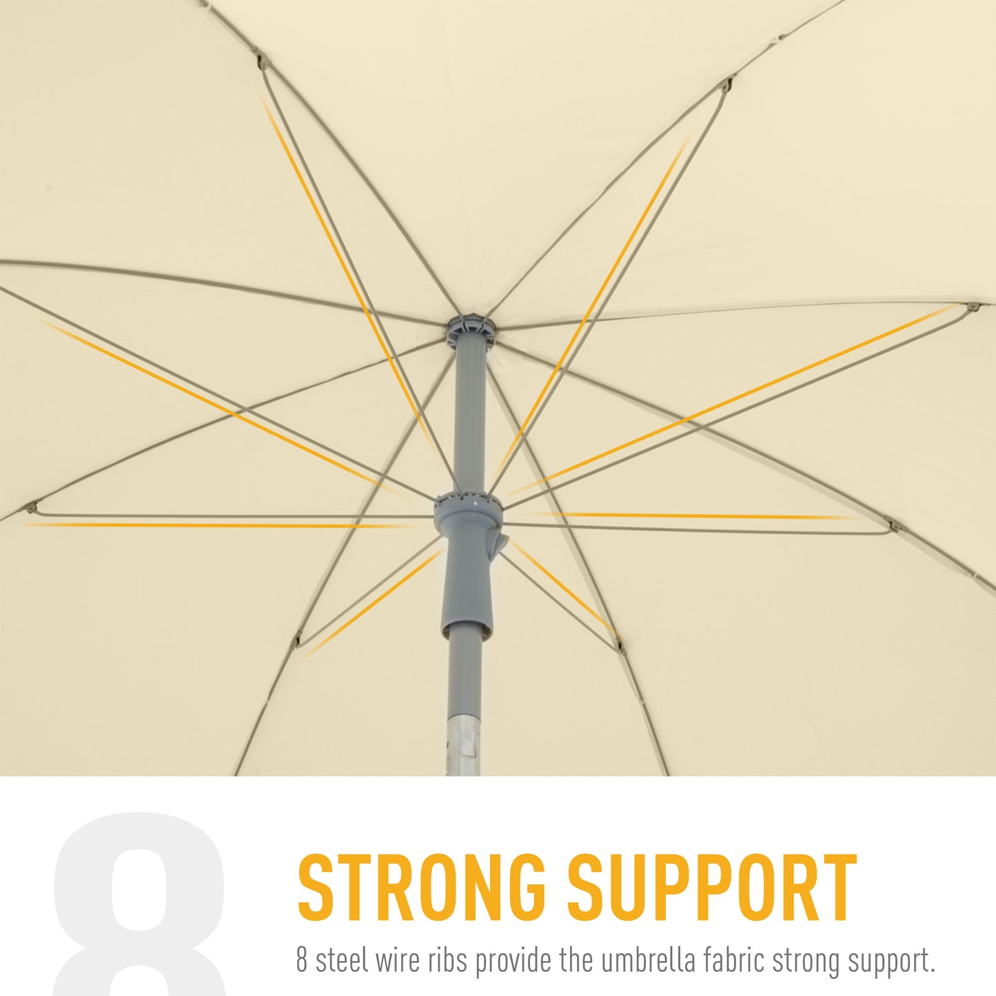 Outsunny 2.2M Tilt Beach Umbrella Parasol-Cream White