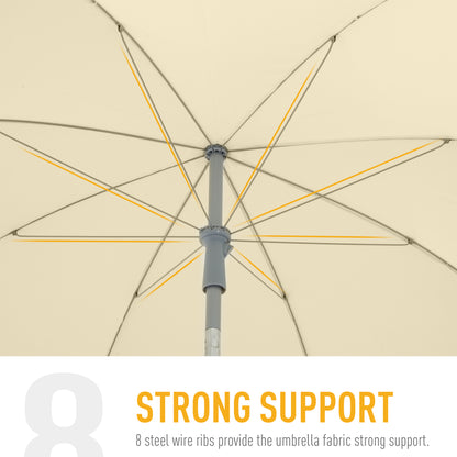 Outsunny 2.2M Tilt Beach Umbrella Parasol-Cream White