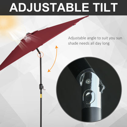 Outsunny Wine Red 9ft Aluminum Sun Shade Pole Patio Umbrella  Outdoor Market Café Yard Gazebo Cover