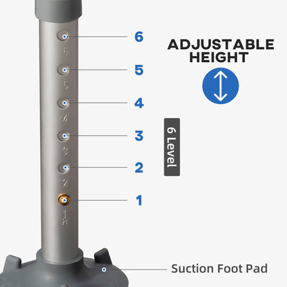 Bathroom Shower Stool Seat EVA Padded, Height Adjustable With Back and Arms, 4 Suction Foot Pads, Blue