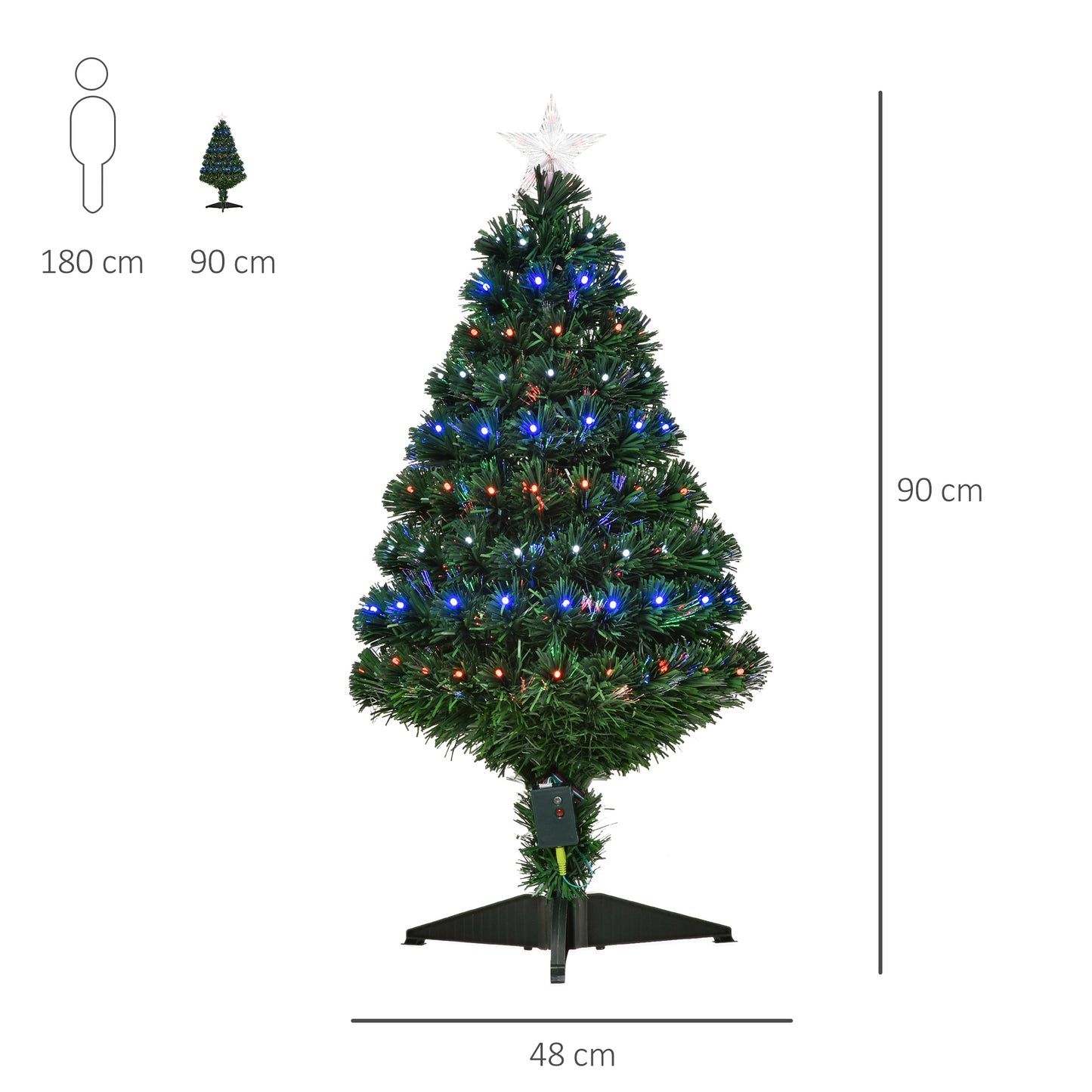 3ft 90cm Fibre Optic Xmas Tree Artificial Christmas Tree