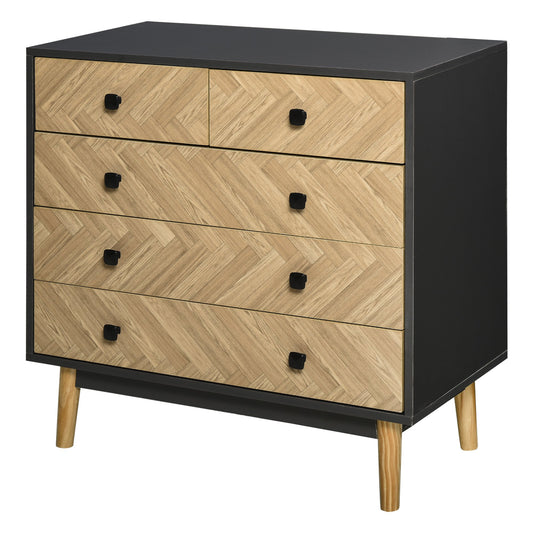 5-Drawer Chest Storage Cabinet Sideboards with Metal Handles Freestanding Dresser for Bedroom, Living Room