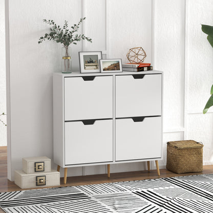 Shoe Storage Cabinet, 4 Flip Drawers, Shoe Organizer for 16 Pairs of Shoes, White
