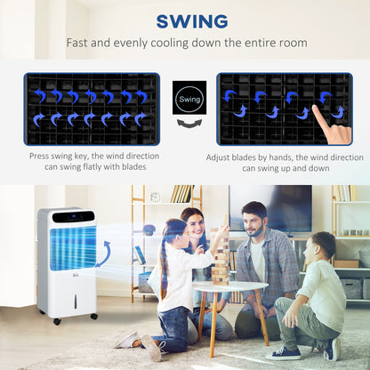 32" Mobile Air Cooler, Evaporative Anion Ice Cooling Fan Water Conditioner Humidifier Unit w/3 Modes, Remote Controller, Timer for Home Bedroom
