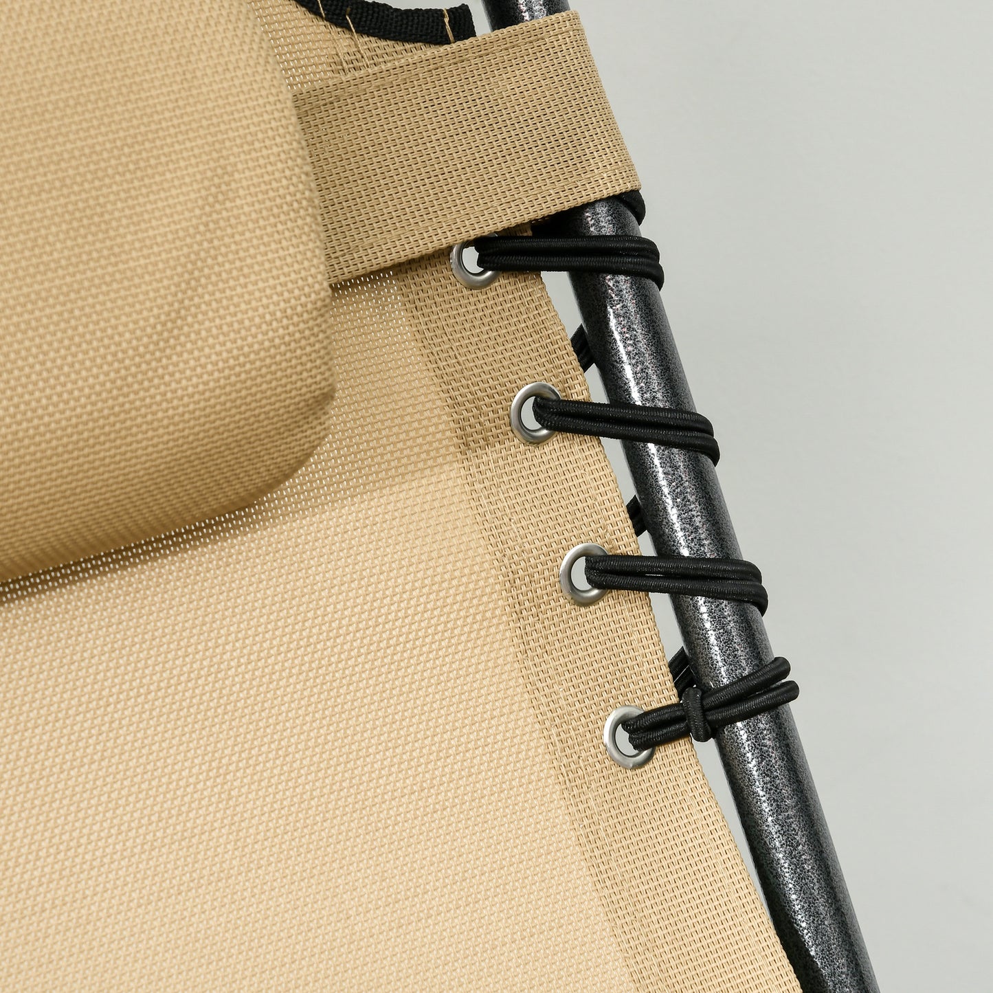 Outsunny Folding Sun Lounge With 5 Level Reclining Back, Tanning Chair With Reading Hole, Lounger with Side Pocket, Headrest - Beige