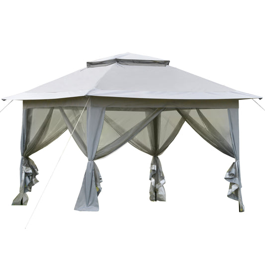 Outsunny Foldable Pop-up Party Tent Instant Canopy Sun Shade Gazebo Shelter Steel Frame Oxford w/ Roller Bag, 3.6 x 3.6 x 2.9(m)