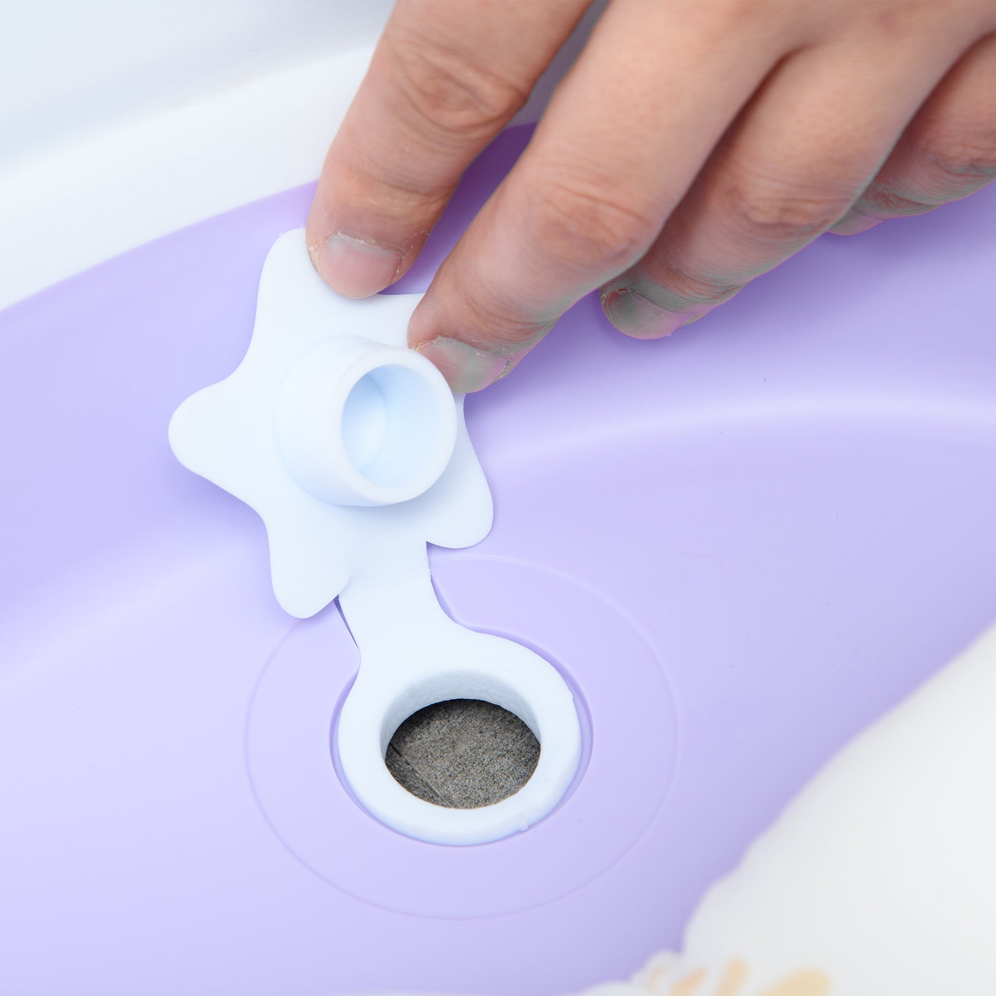 ZONEKIZ Foldable Baby Bath Tub, Bath Tub with Non-Slip Support, Cushion Pad, Drain Plugs, Shower Head Holder, for Newborn to 6 Years - Purple