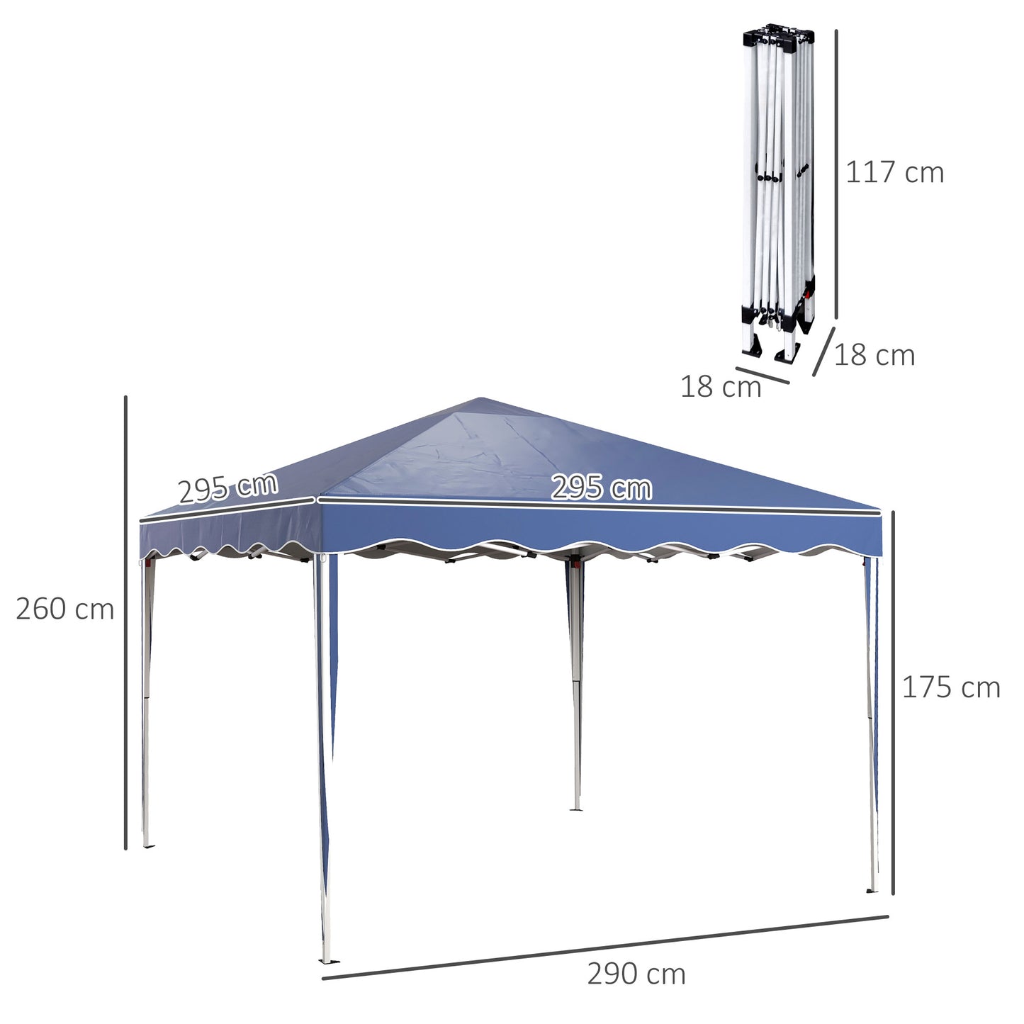 Outsunny 3 x 3m Pop Up Gazebo, Outdoor Camping Gazebo Party Tent with Carry Bag