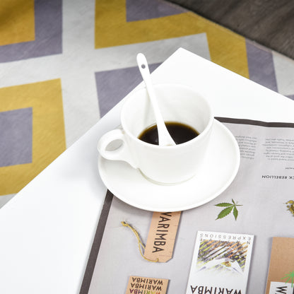 Retro Style Minimalism Coffee Sofa Side Table with Storage with Shelf & Drawer for Living Room Reception Room, White