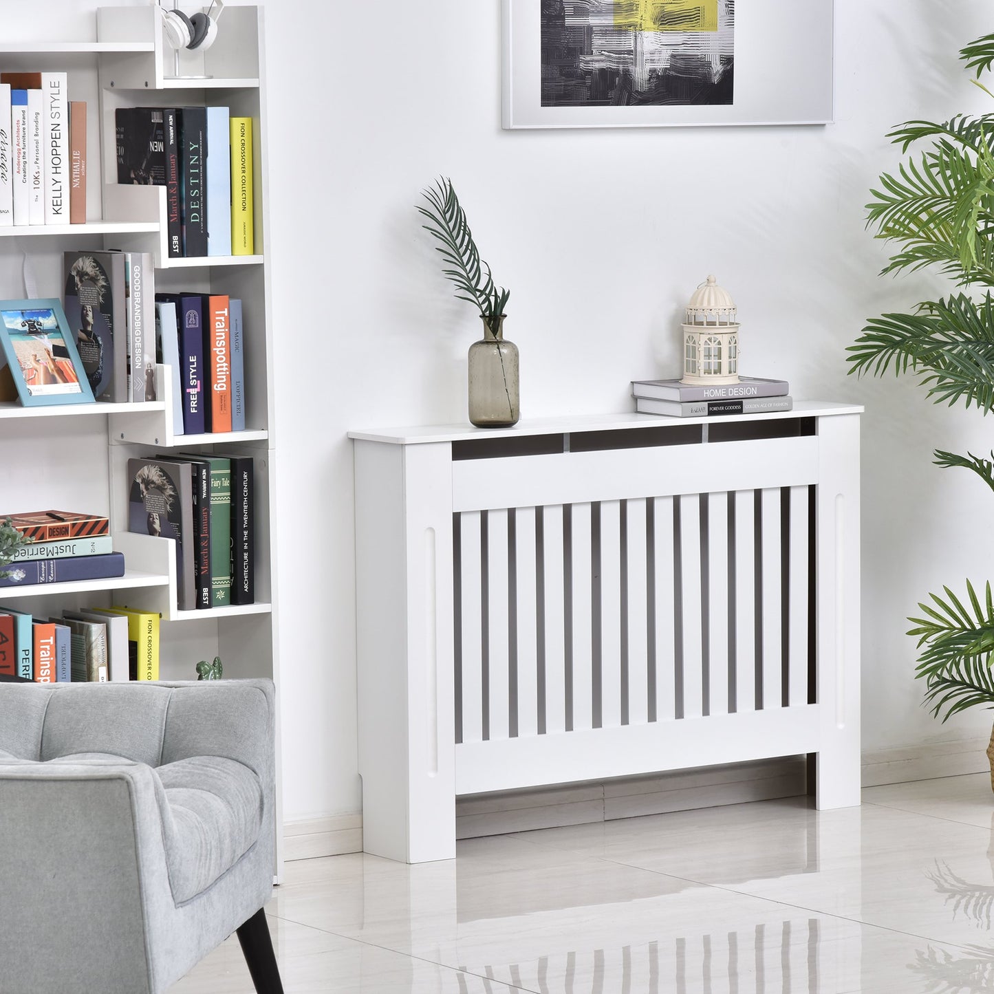 Minimalist Contemporary Radiator Covers MDF Radiator Cover 112x81x19cm White
