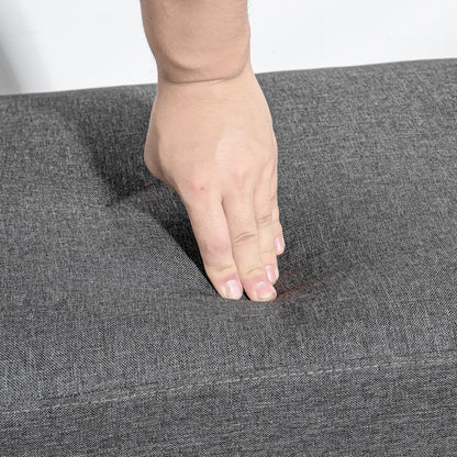 Retro Style Multifunctional Bed End Bench Tufted Upholstered Shoe Bench Ottoman Footstool Linen Fabric for Entryway Living Room Grey