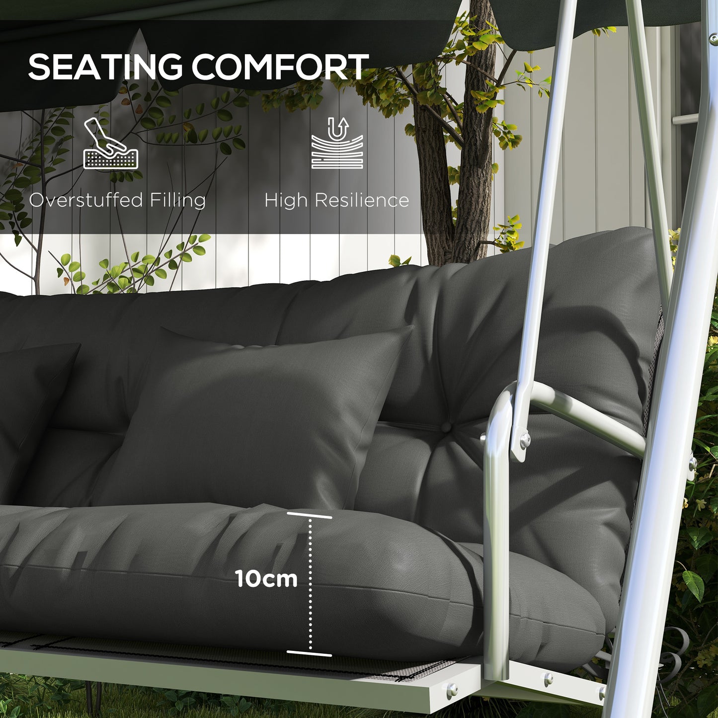 Outsunny 4-Piece Back and Seat Cushion Replacement with 2 Pillows, Patio Chair Cushions Set with Ties, Light Grey