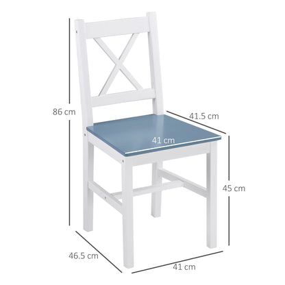 Dining Chairs Set of 2, Pine Wood Kitchen Chairs with Cross Back, Solid Structure for Living Room and Dining Room, White