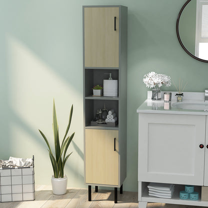 Kleankin Free Standing Bathroom Cabinets, Tall Bathroom Cabinet with Door and Adjustable Shelves, 31.4x30x165cm