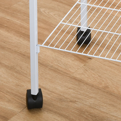 PawHut Metal Bird Parrot Cage w/ Breeding Stand Feeding Tray Wheels Parakeet Pet Supply White 47.5L x 37W x 153H (cm)