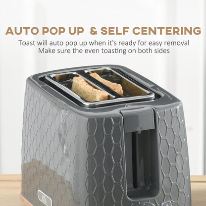 Fast Boil Kettle & 2 Slice Toaster Set, Kettle and Toaster Set with Auto Shut Off, Browning Controls, Grey 1.7L 3000W