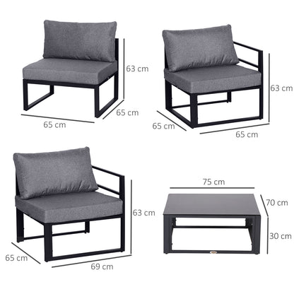 Outsunny 6 Piece Outdoor Sectional Sofa Set Conversation Aluminium Frame w/ Cushion